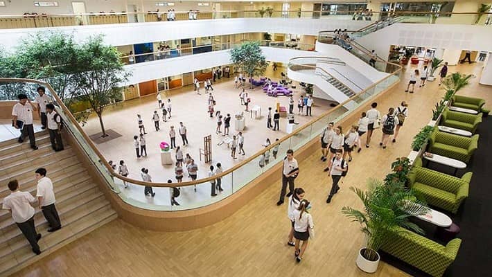 View of Kellett international School while students walking