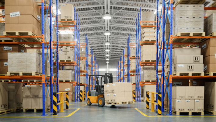 Interior view of a warehouse
