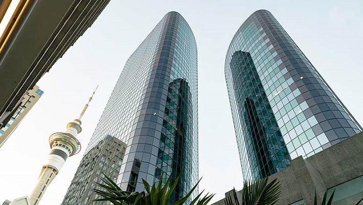 Skyscraper twin tower buildings in new zealand Auckland