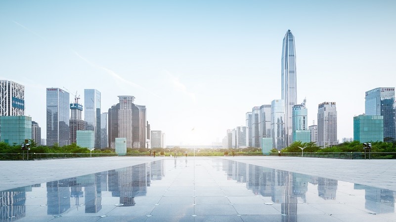 Modern skyline view of shezhen Bay with high rise buildings