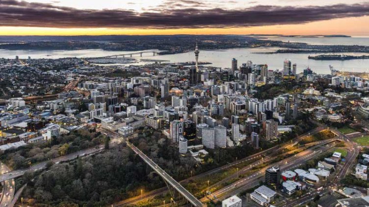 Aerial cityscape view of Auckland