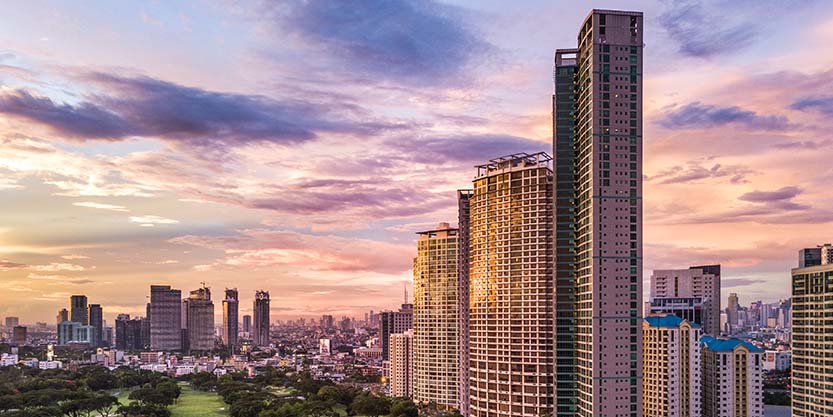 pink sky and buildings