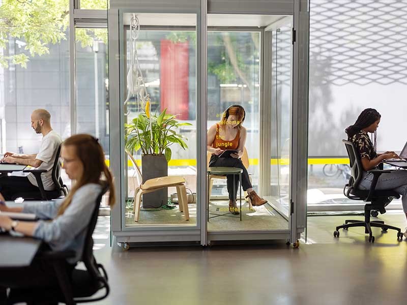 People working in a modern office