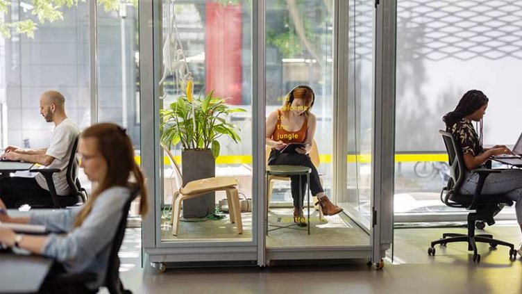 People working in a modern office