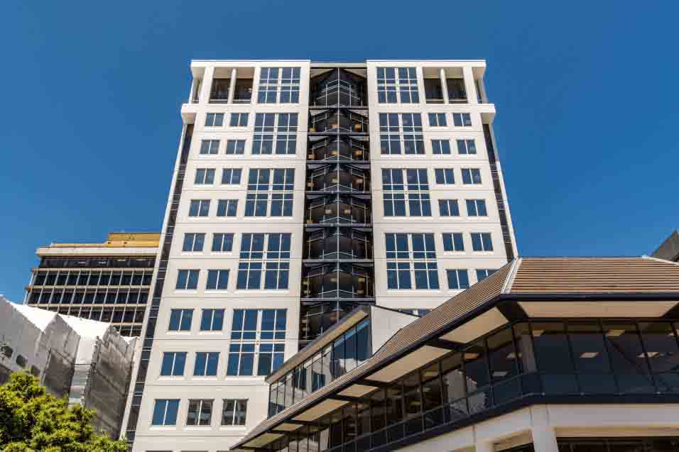 Skyline view of high rise office building