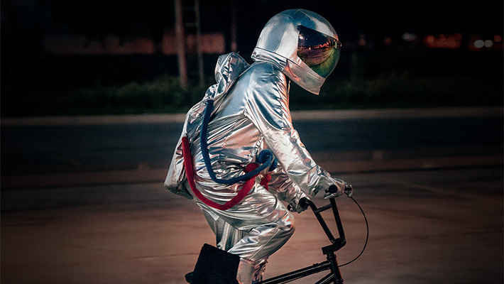 Astronaut riding a bike