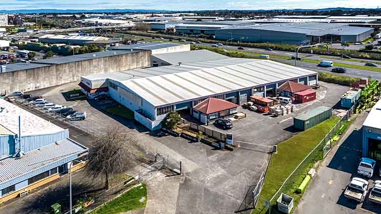 Large industrial site with warehouse and extra storage facilities.