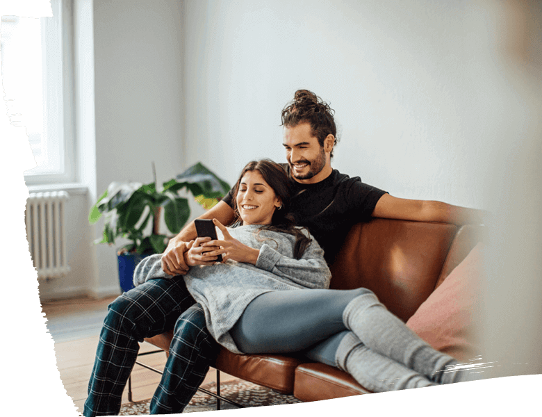 Young family at home