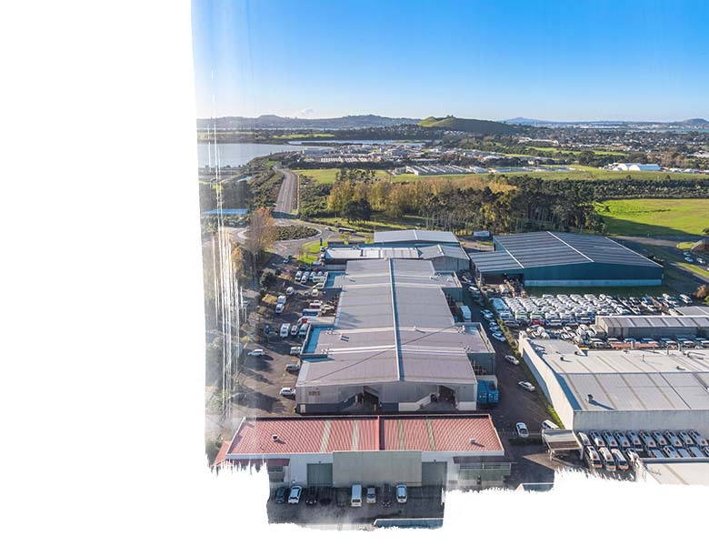 Aerial shot of industrial properties in Auckland