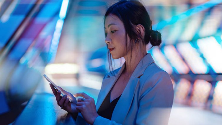 a woman using phone