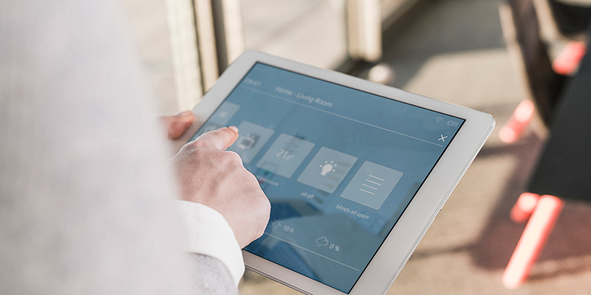 Man working in a tablet
