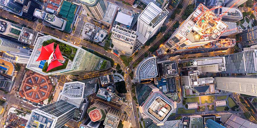 Top view of a city