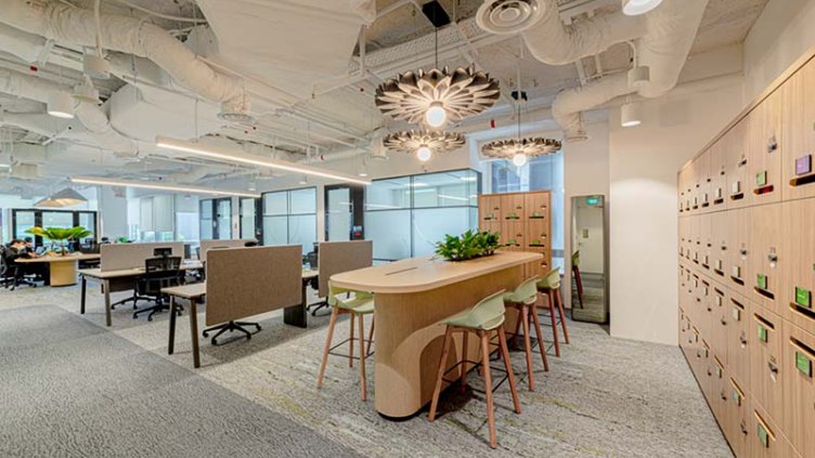 A section of IHH Healthcare’s new headquarters featuring dedicated spaces for collaboration and deep work.