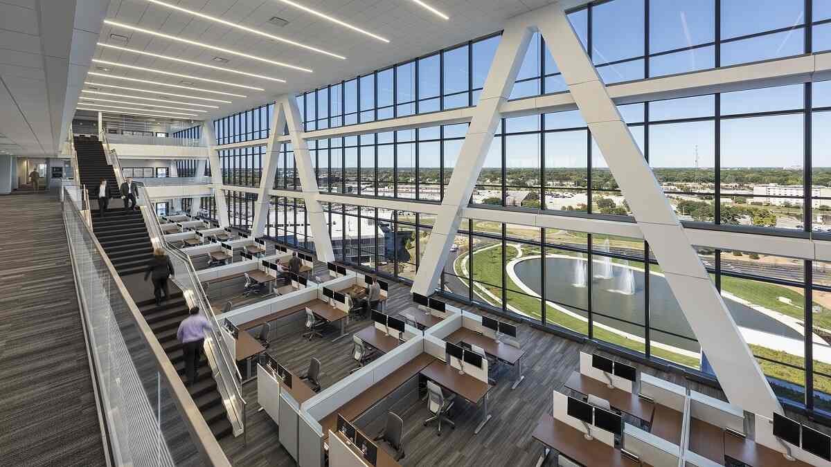 Zurich Insurance internal office view, employee sitting area