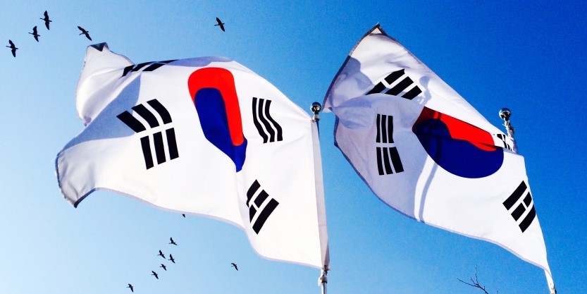 two flags of South korea 
